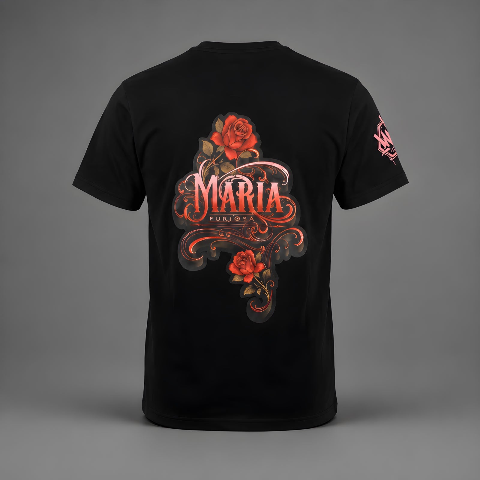 Old Skulls Clothin Fighter – Camiseta María La Furiosa Rodríguez | DTF | Algodón Prelavado | Negro