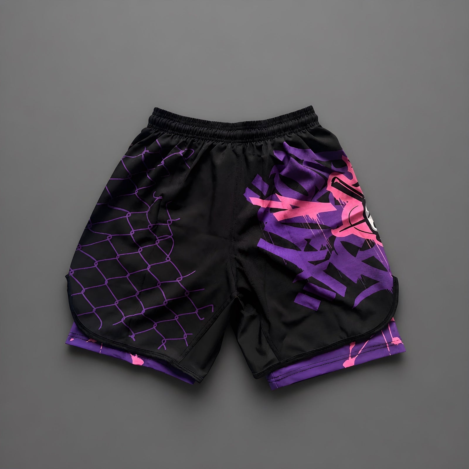 Shorts MMA Old Skulls “ Purple Chaos” trasera 