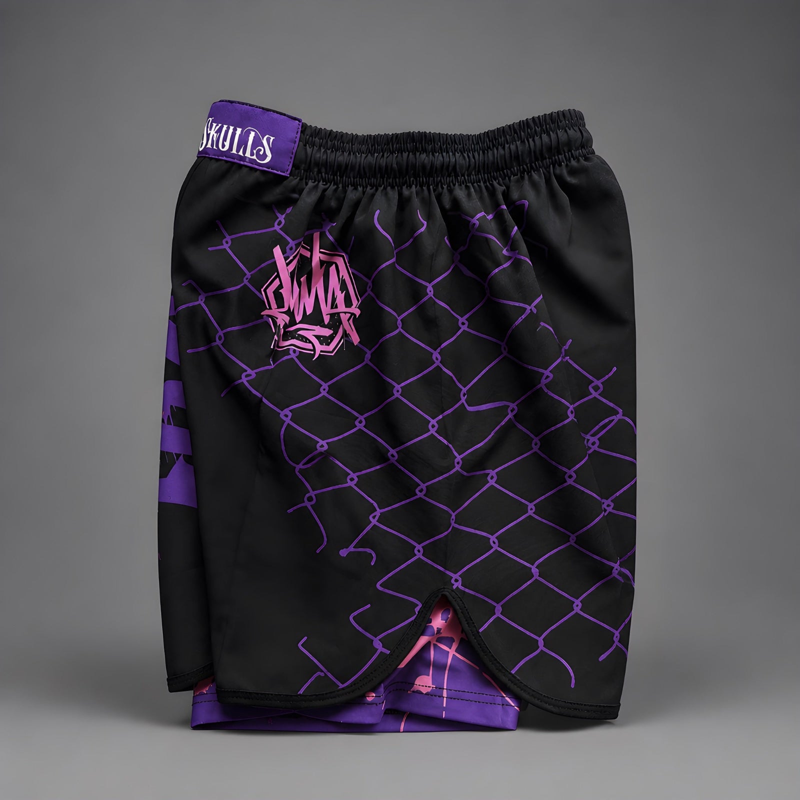 Shorts MMA Old Skulls – Purple Chaos Lateral 